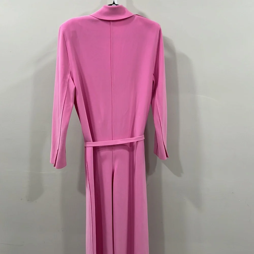 Norma Kamali Single Breasted Straight Leg Jumpsuit in Candy Pink - Picture 9 of 11